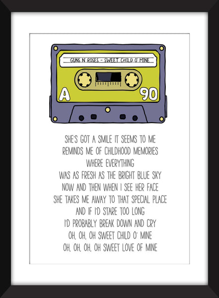 Guns N' Roses Sweet Child O' Mine Lyrics - Unframed Print