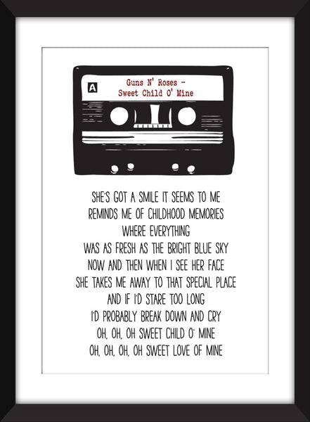 Guns N' Roses Sweet Child O' Mine Lyrics - Unframed Print