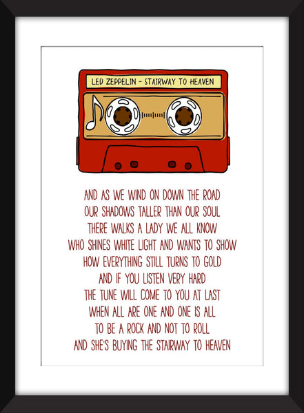 Led Zeppelin - Stairway to Heaven Lyrics - Unframed Print