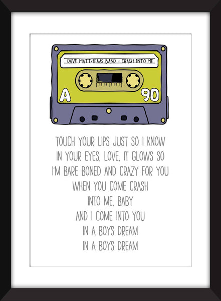 Dave Matthews Band Crash Into Me Lyrics - Unframed Print