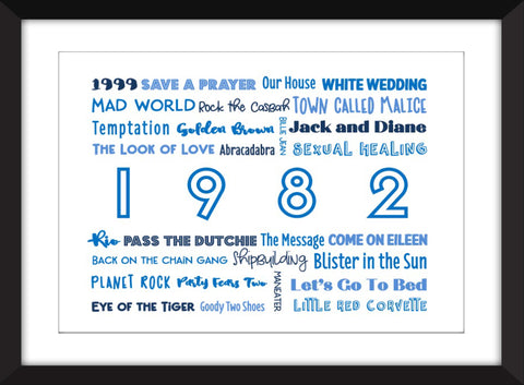 The Sound of 1982 - Ideal Gift for 40th Birthday - Unframed Typography Print
