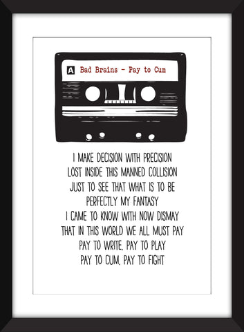 Bad Brains - Pay to Cum Lyrics - Unframed Print