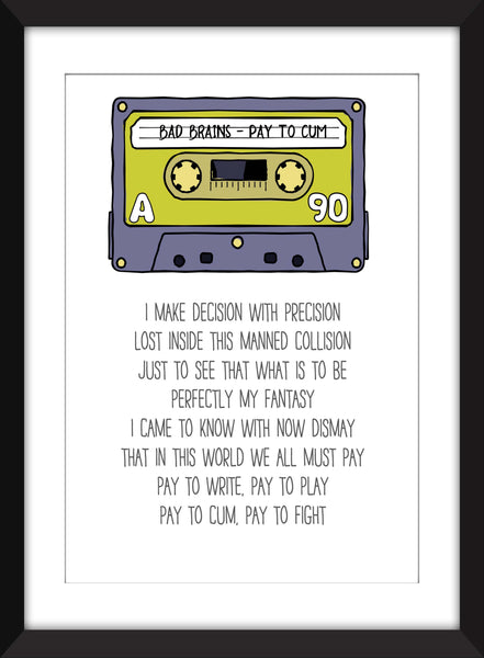 Bad Brains - Pay to Cum Lyrics - Unframed Print