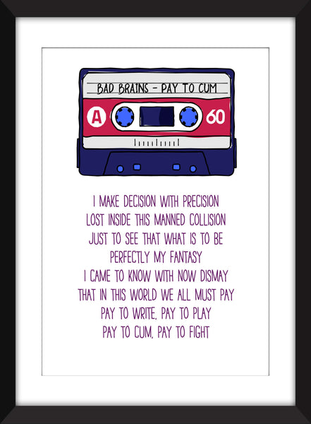 Bad Brains - Pay to Cum Lyrics - Unframed Print