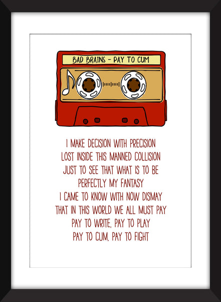 Bad Brains - Pay to Cum Lyrics - Unframed Print