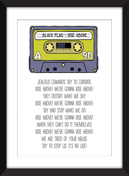 Black Flag - Rise Above Lyrics - Unframed Print