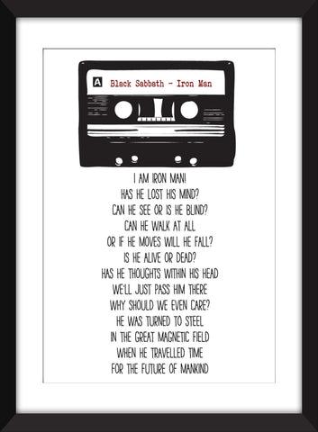 Black Sabbath - Iron Man Lyrics - Unframed Print