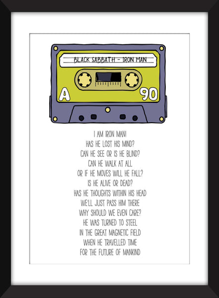 Black Sabbath - Iron Man Lyrics - Unframed Print