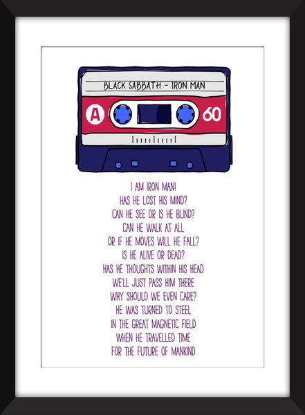 Black Sabbath - Iron Man Lyrics - Unframed Print