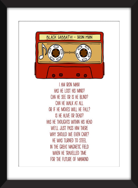 Black Sabbath - Iron Man Lyrics - Unframed Print