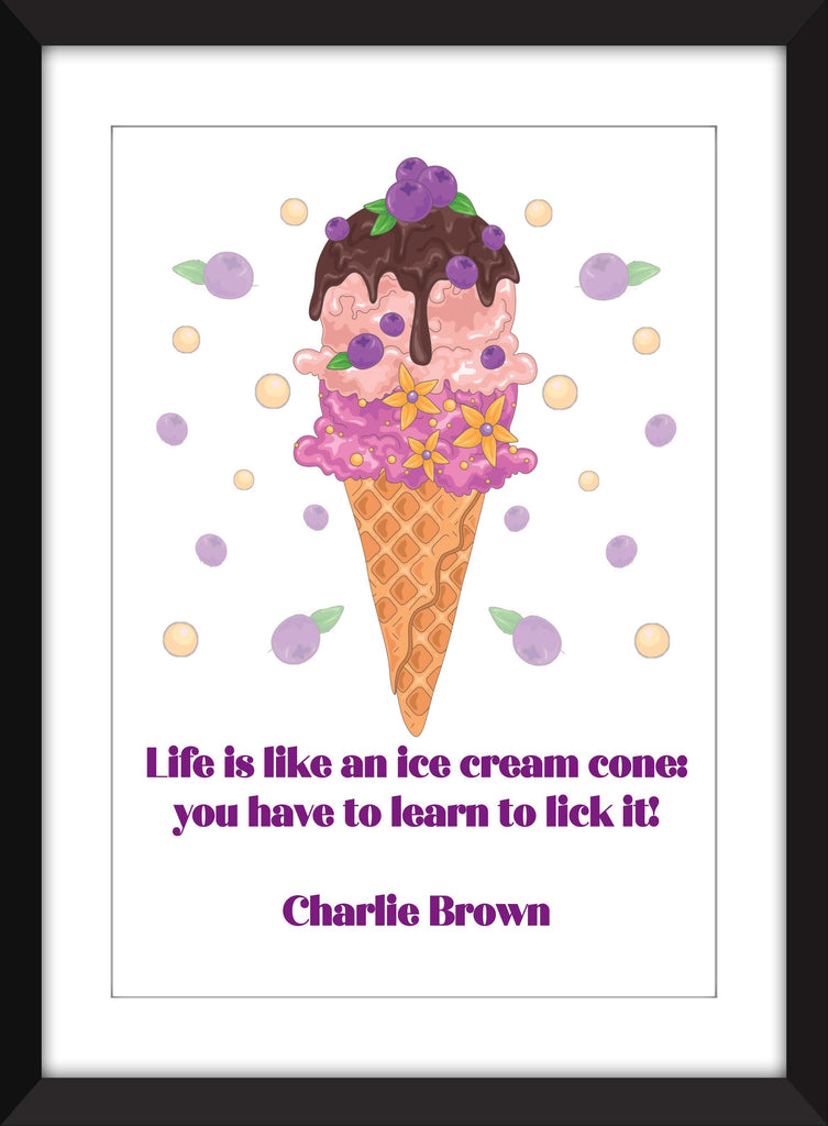 Charlie Brown - Life is Like An Ice Cream Cone Print - Ideal For Child's Bedroom