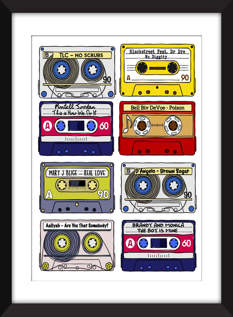 Classic 90s R&B Songs - Unframed Print - Ideal Gift for Music Fan