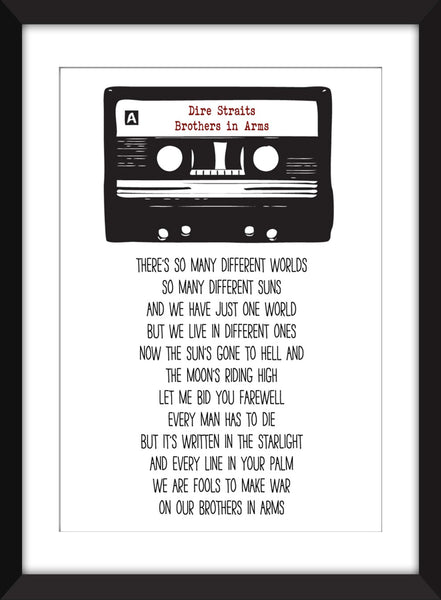 Dire Straits Brothers in Arms Lyrics - Unframed Print