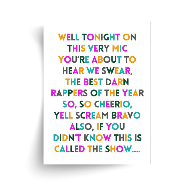 Doug E Fresh The Show Lyrics - Unframed Typography Print