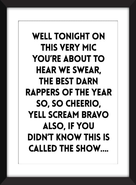 Doug E Fresh The Show Lyrics - Unframed Typography Print