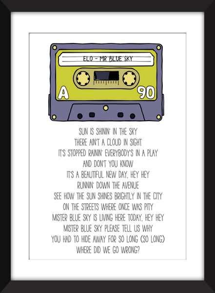 ELO - Mr Blue Sky Lyrics - Unframed Print