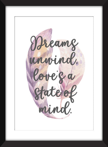 "Dreams Unwind, Love's A State of Mind" Fleetwood Mac Rhiannon Lyrics  - Unframed Print