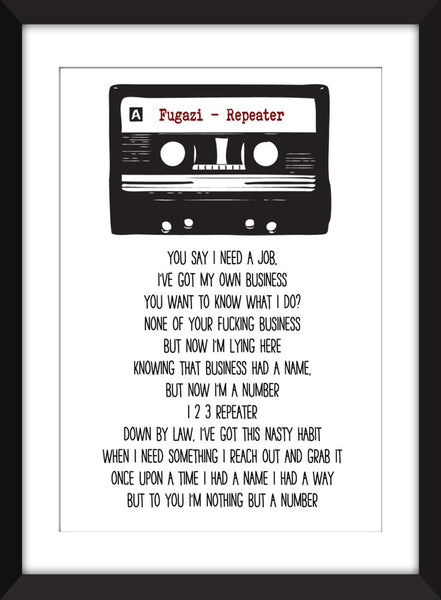 Fugazi - Repeater Lyrics - Unframed Print