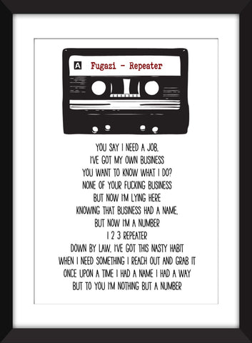 Fugazi - Repeater Lyrics - Unframed Print