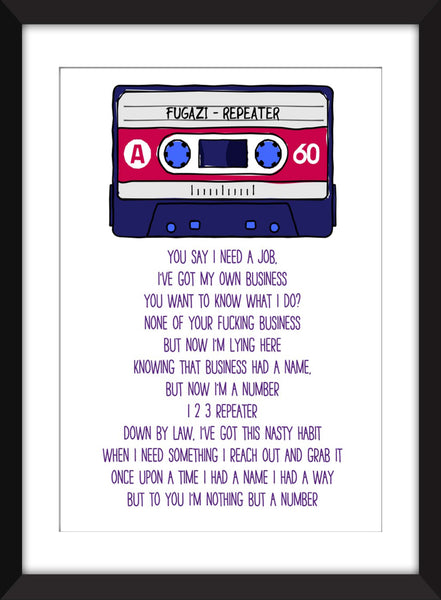 Fugazi - Repeater Lyrics - Unframed Print