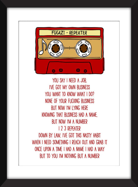 Fugazi - Repeater Lyrics - Unframed Print