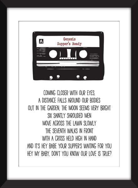 Genesis Supper's Ready Lyrics - Unframed Print