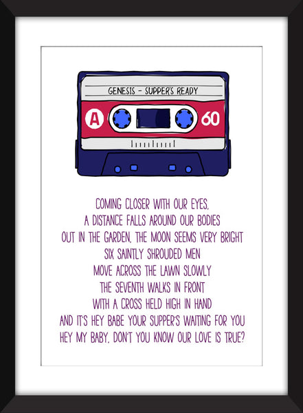 Genesis Supper's Ready Lyrics - Unframed Print