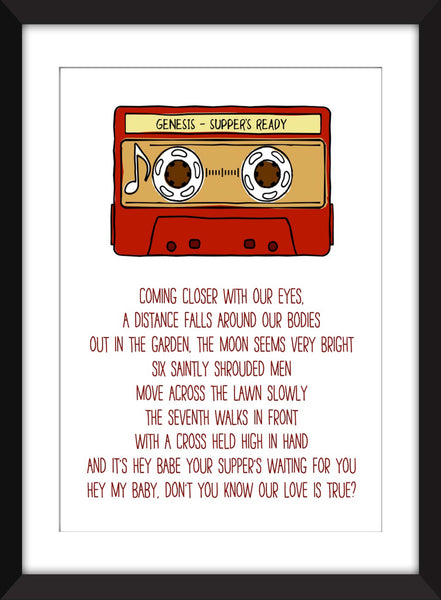 Genesis Supper's Ready Lyrics - Unframed Print