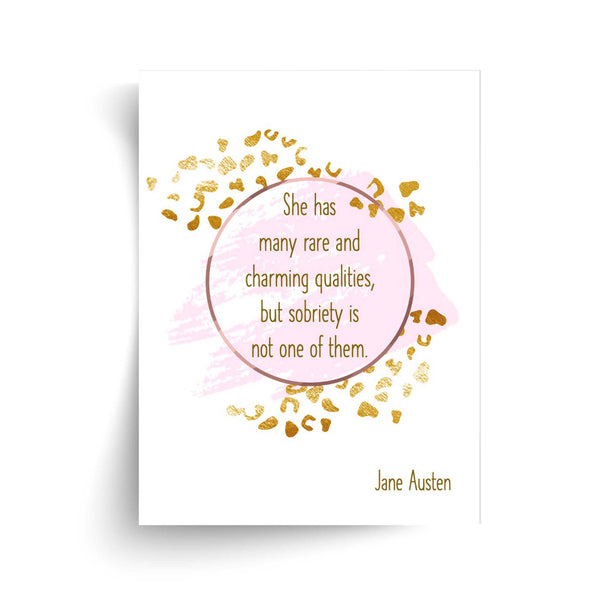 Jane Austen - Rare and Charming Qualities Quote - Unframed Print