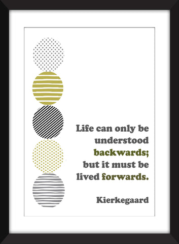 Kierkegaard - Life Can Only Be Understood Backwards Quote - Unframed Print