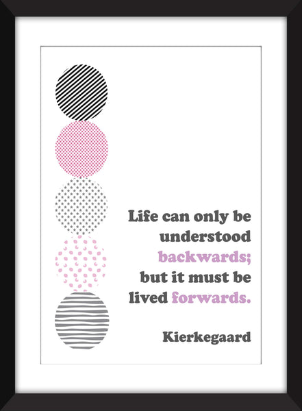 Kierkegaard - Life Can Only Be Understood Backwards Quote - Unframed Print