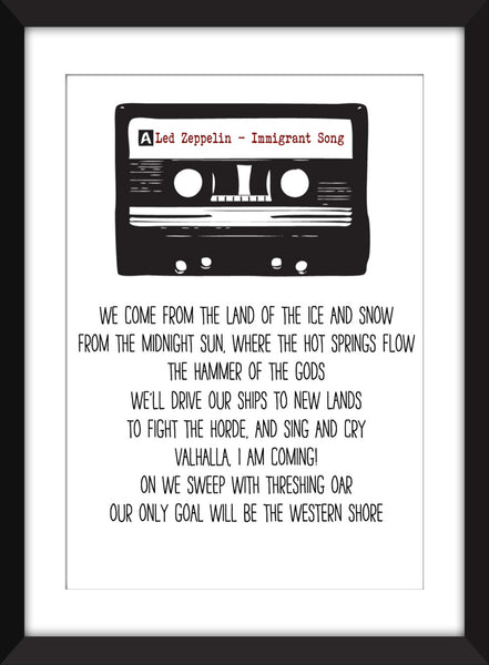 Led Zeppelin - Immigrant Song Lyrics - Unframed Print