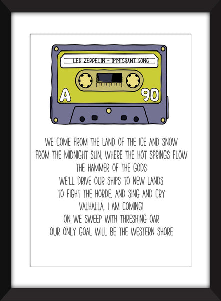 Led Zeppelin - Immigrant Song Lyrics - Unframed Print