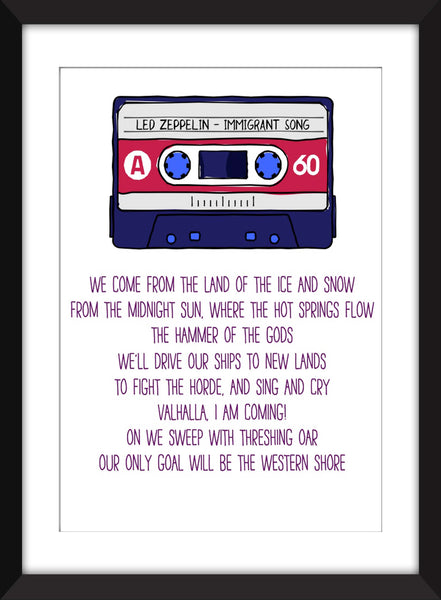 Led Zeppelin - Immigrant Song Lyrics - Unframed Print