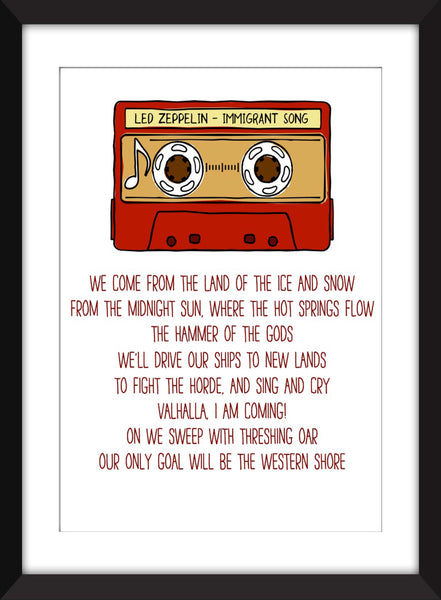 Led Zeppelin - Immigrant Song Lyrics - Unframed Print