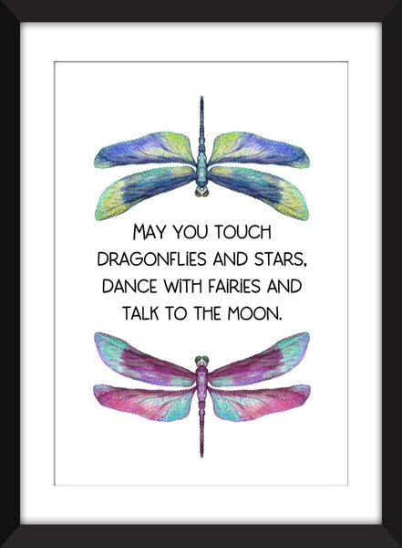 May You Touch Dragonflies And Stars - Unframed Print - Ideal for Child's Bedroom