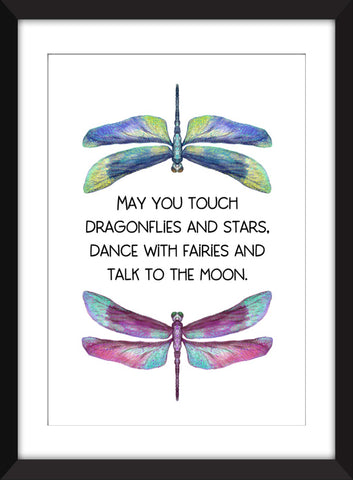 May You Touch Dragonflies And Stars - Unframed Print - Ideal for Child's Bedroom