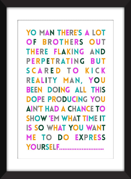 NWA Express Yourself Lyrics - Unframed Typography Print