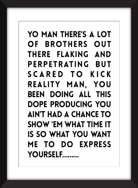 NWA Express Yourself Lyrics - Unframed Typography Print