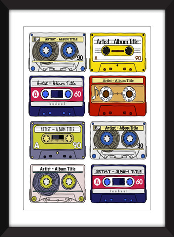 Favourite Albums - Personalised Unframed Cassette Print - Perfect Gift Idea