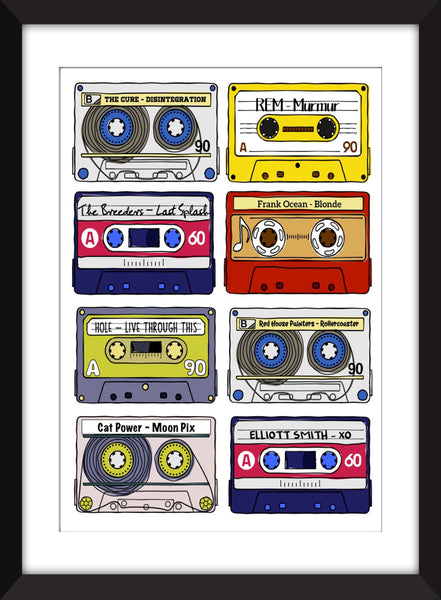 Favourite Albums - Personalised Unframed Cassette Print - Perfect Gift Idea
