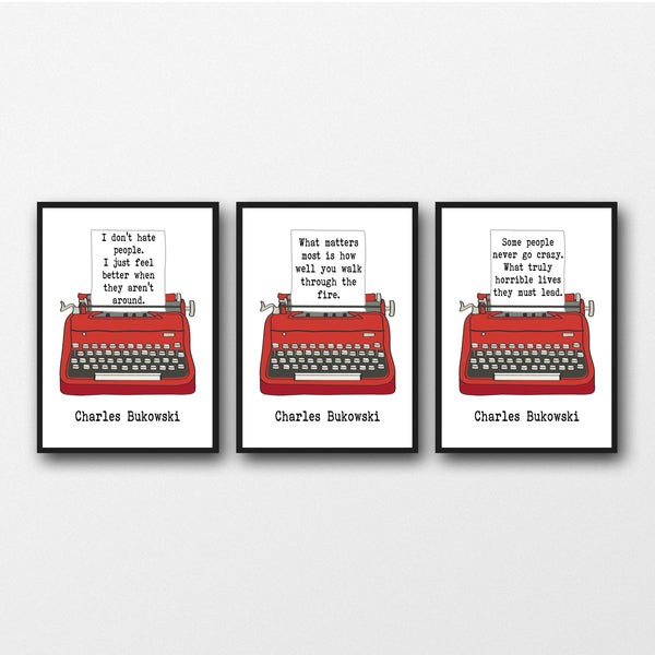 Set of 3 Charles Bukowski Quotes - Unframed Prints
