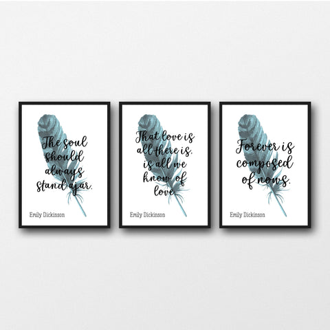 Set of 3 Emily Dickinson Quotes - Unframed Prints