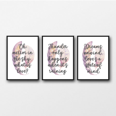 Set of 3 Fleetwood Mac Lyrics  - Unframed Prints