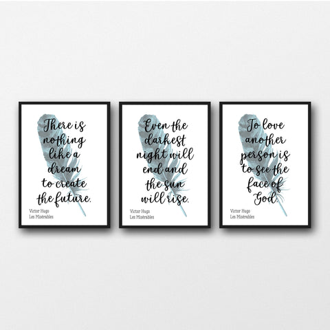 Set of 3 Les Misérables/Victor Hugo Quotes - Unframed Prints