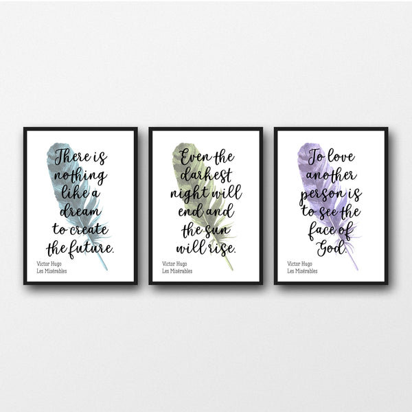 Set of 3 Les Misérables/Victor Hugo Quotes - Unframed Prints