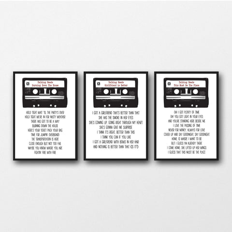 Set of 3 Talking Heads Lyrics - Unframed Prints