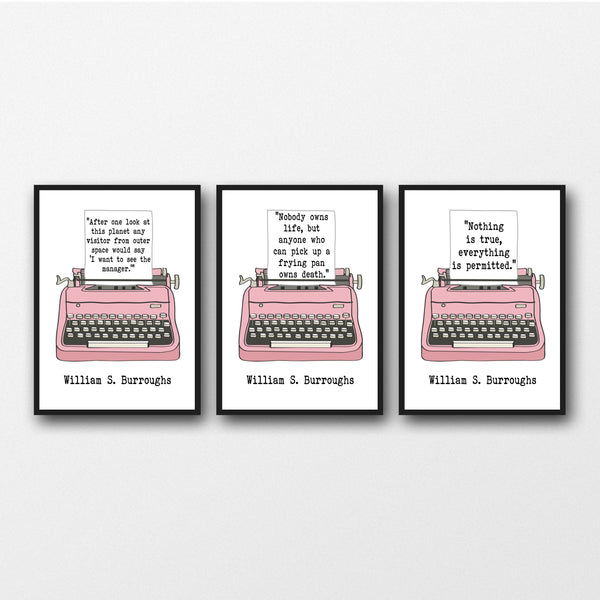 Set of 3 William S. Burroughs Quotes - Unframed Prints