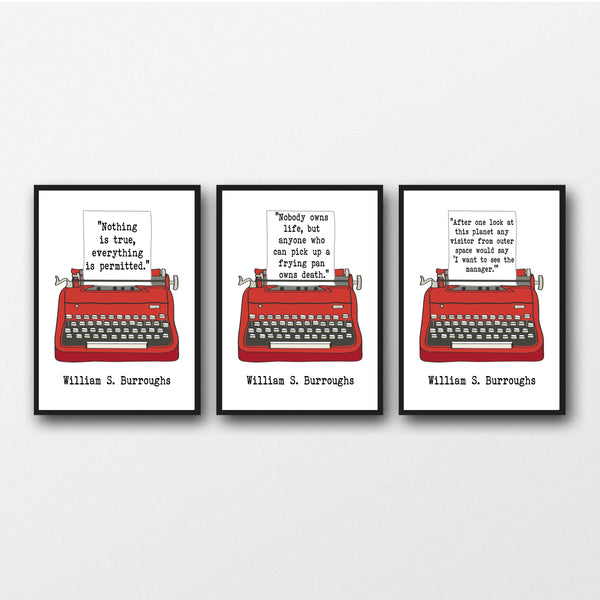 Set of 3 William S. Burroughs Quotes - Unframed Prints