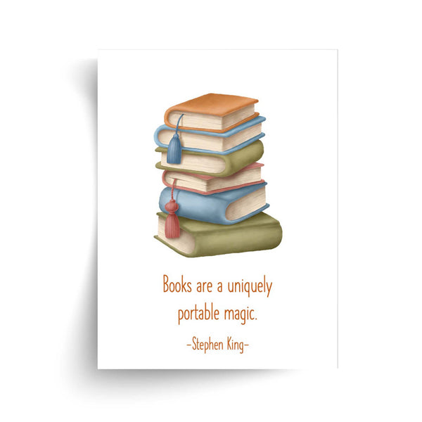 Stephen King - Books Are a Uniquely Portable Magic Quote - Ideal Gift for Book Lover